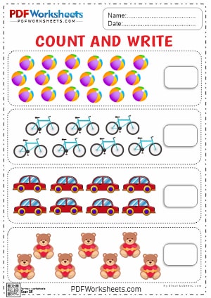 Colorful Counting Math Worksheet Printable PDF