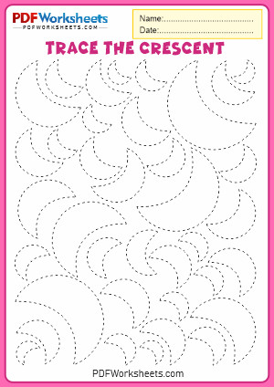 Printable Trace the Crescent Shape PDF Worksheet