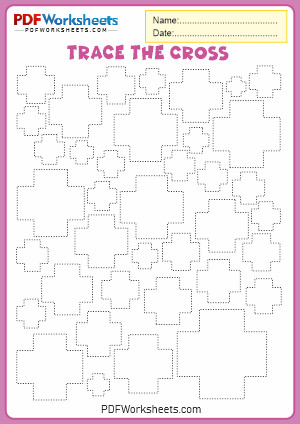 Printable Trace the Cross Shape PDF Worksheet