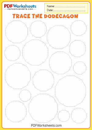 Printable Trace the Dodecagon Shape PDF Worksheet