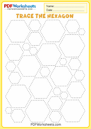 Printable Trace the Hexagon Shape PDF Worksheet
