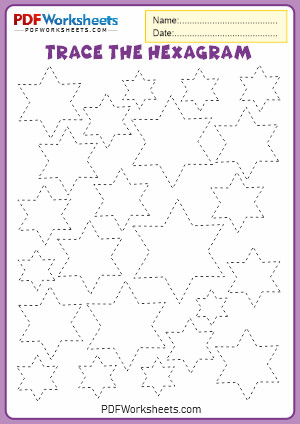 Trace the Hexagram Shape PDF Worksheet