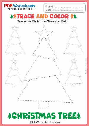 Trace and Color Christmas Tree PDF Worksheet [Download]