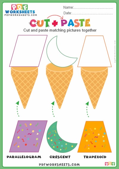 Cut Shapes Paste on Cones PDF Worksheet