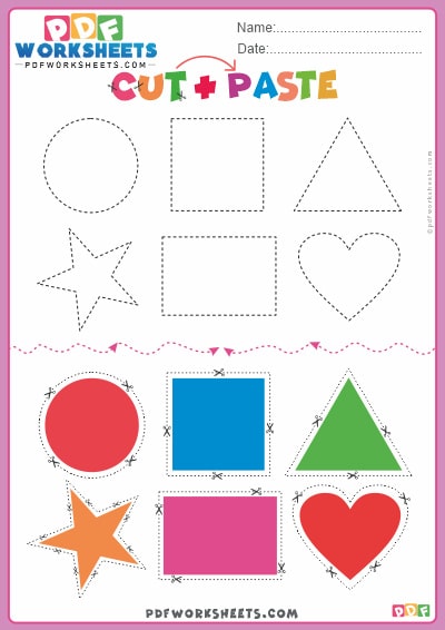 Cut and Paste Matching Shapes PDF Worksheet