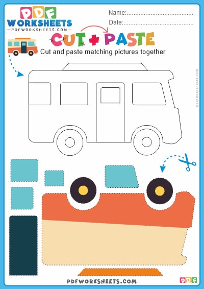 Cut Shapes and Design Van PDF Worksheet [DOWNLOAD]