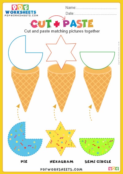 Cut and Paste Shapes on Cone PDF Worksheet