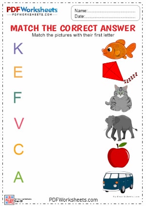 Match the Correct Letter with the Picture PDF Worksheet