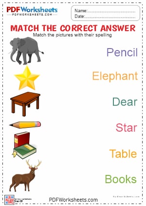 Match the Correct Word PDF Worksheet