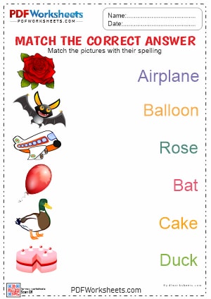 Printable Match the Correct Word PDF Worksheet [Download]