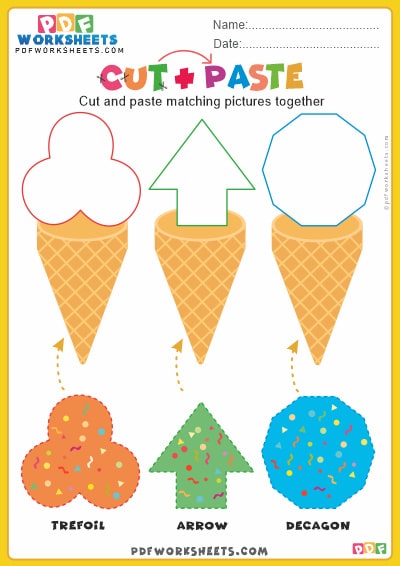 Shapes on Ice Cream Cone PDF Worksheet