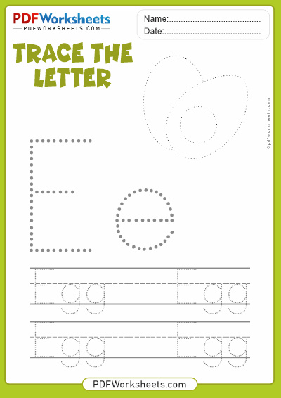 Letter E Tracing PDF Worksheet