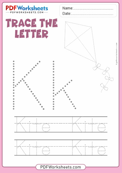 Letter K Tracing PDF Worksheet - PDF Worksheets