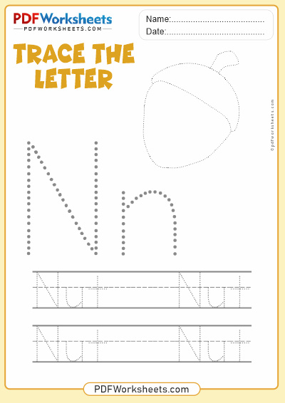Letter N Tracing PDF Worksheet