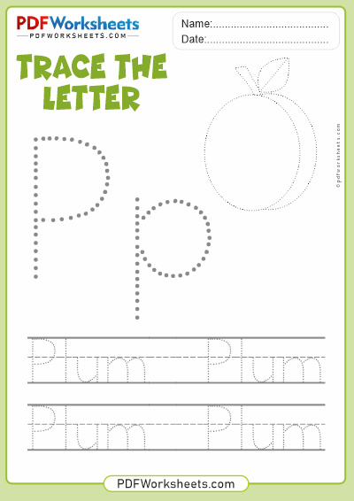 Letter P Tracing PDF Worksheet