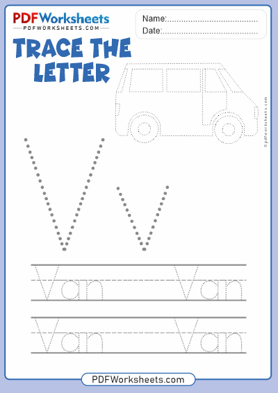 Letter V Tracing PDF Worksheet
