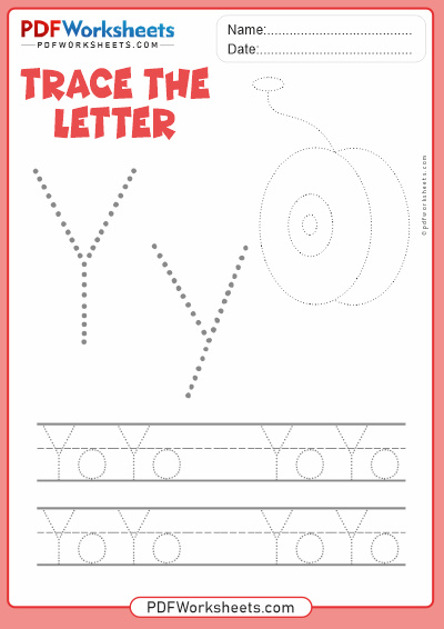 Letter Y Tracing PDF Worksheet