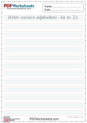 Printable Write Cursive Alphabets PDF Worksheet