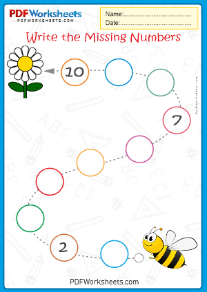 Write the Missing Number PDF Worksheet