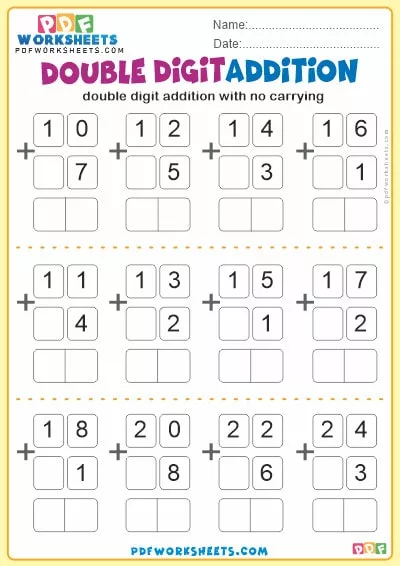 Double Digit Addition PDF Worksheet [No Carrying] (1)