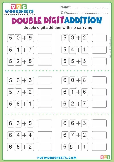 Double Digit Addition PDF Worksheet [No Carrying] (10)
