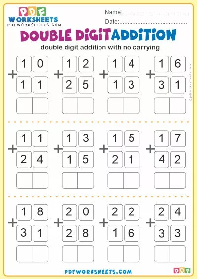 Double Digit Addition PDF Worksheet [No Carrying] (5)