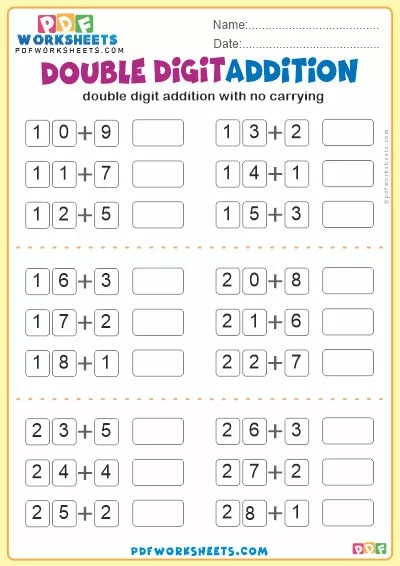 Double Digit Addition PDF Worksheet [No Carrying] (8)