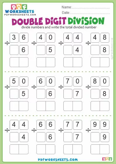Double Digit Division PDF Worksheet-4