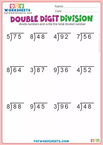 Double Digit Division PDF Worksheets [DOWNLOAD]