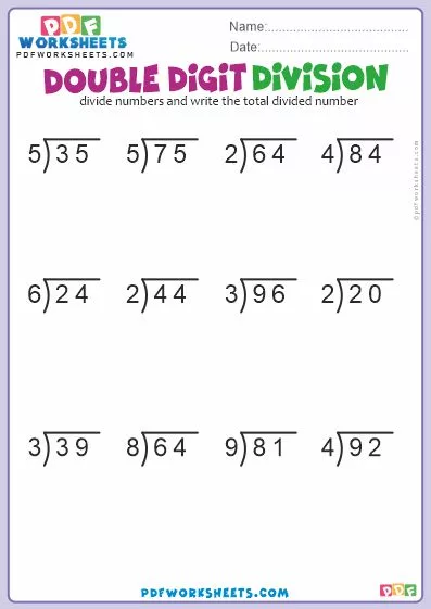 Double Digit Division PDF Worksheet-7