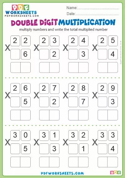 Double Digit Multiplication PDF Worksheet-2