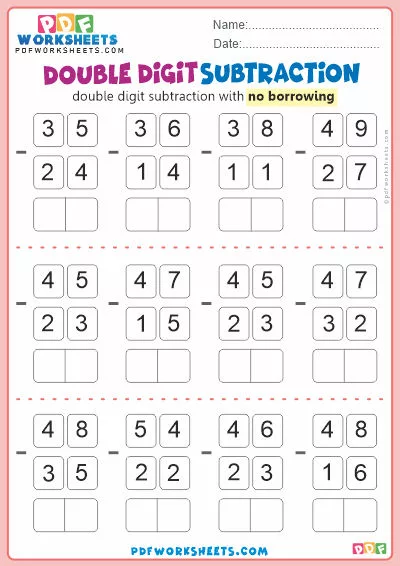 Double Digit Subtraction PDF Worksheet [No Borrowing]-10