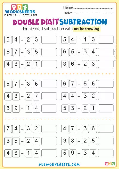Double Digit Subtraction PDF Worksheet [No Borrowing]-11