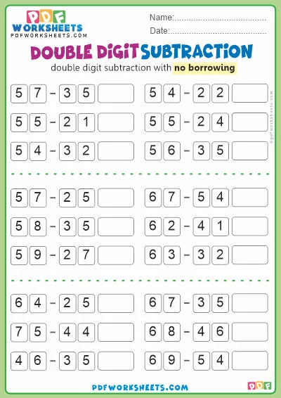 Double Digit Subtraction PDF Worksheet [No Borrowing]-13