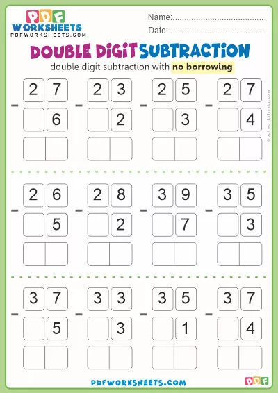 Double Digit Subtraction PDF Worksheet [No Borrowing]-2