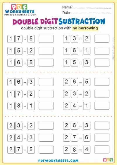 Double Digit Subtraction PDF Worksheet [No Borrowing]-5