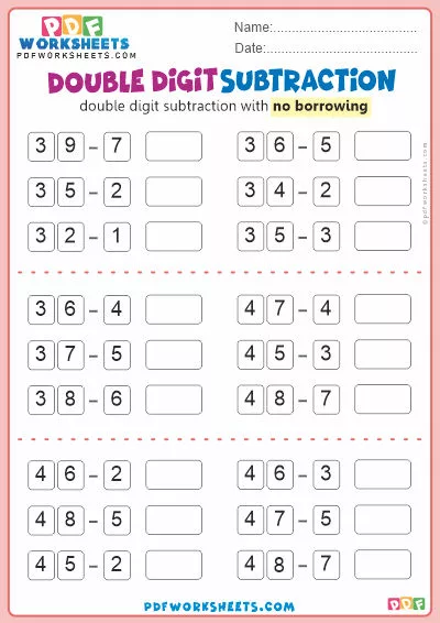 Double Digit Subtraction PDF Worksheet [No Borrowing]-6