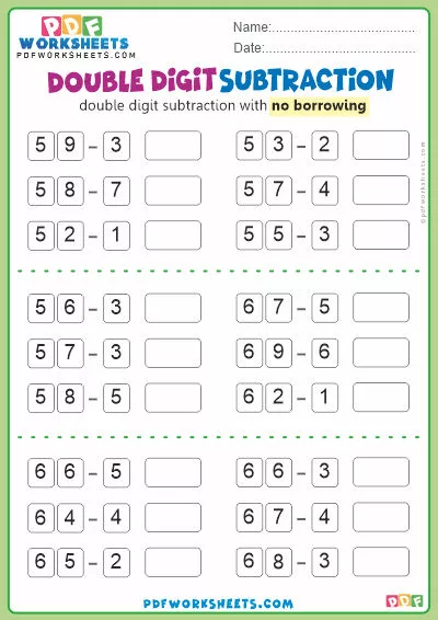 Double Digit Subtraction PDF Worksheet [No Borrowing]-7