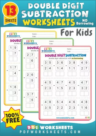 Double Digit Subtraction PDF Worksheets [No Borrowing]