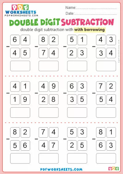 Double Digit Subtraction PDF Worksheet [With Borrowing]-10
