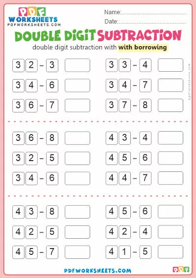 Double Digit Subtraction PDF Worksheet [With Borrowing]-6