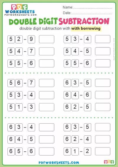 Double Digit Subtraction PDF Worksheet [With Borrowing]-7