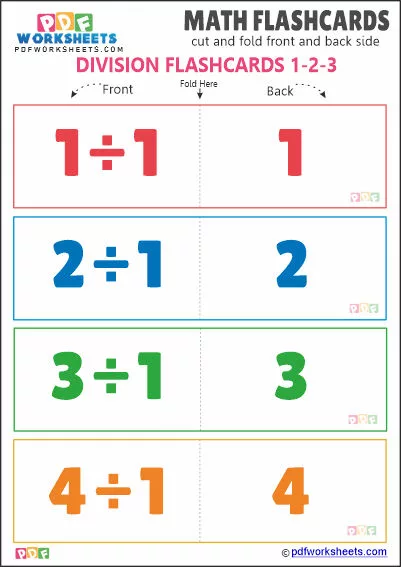 Division Math Flashcards [Set 1-2-3]