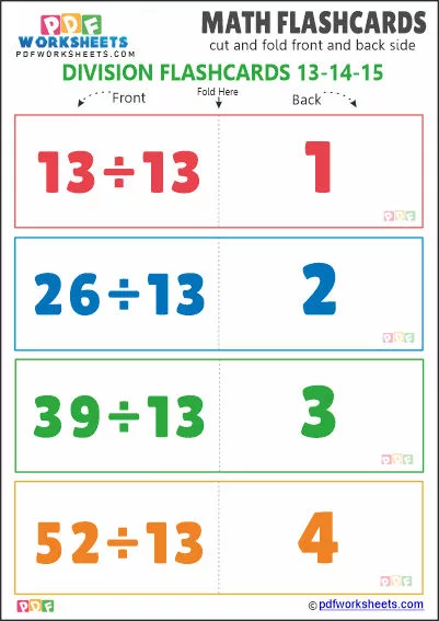 Division Math Flashcards [Set 13-14-15]
