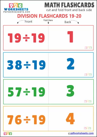 Division Math Flashcards [Set 19-20]