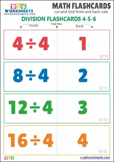 Division Math Flashcards [Set 4-5-6]