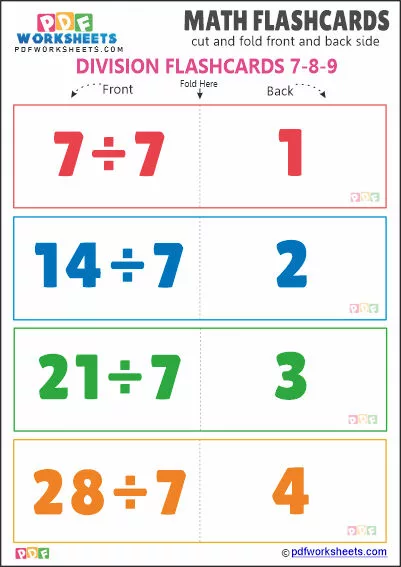 Division Math Flashcards [Set 7-8-9]