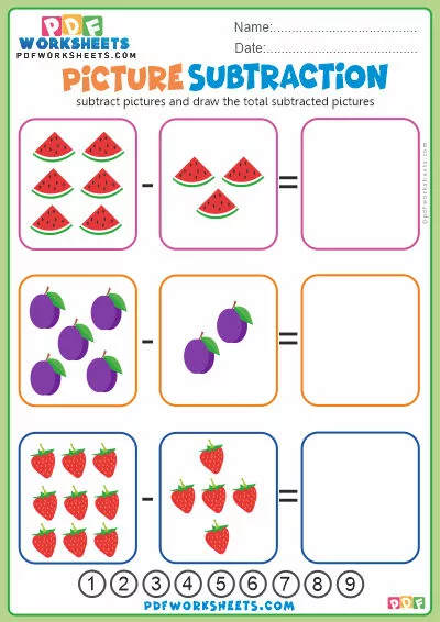 Picture Subtraction PDF Worksheets 3 Picture Subtraction PDF Worksheet-3