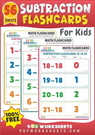 Printable Subtraction Math Flashcards