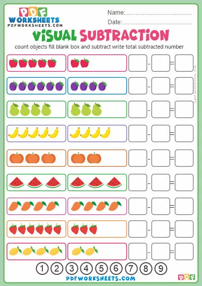 Visual Subtraction Pdf Worksheets [free Download]